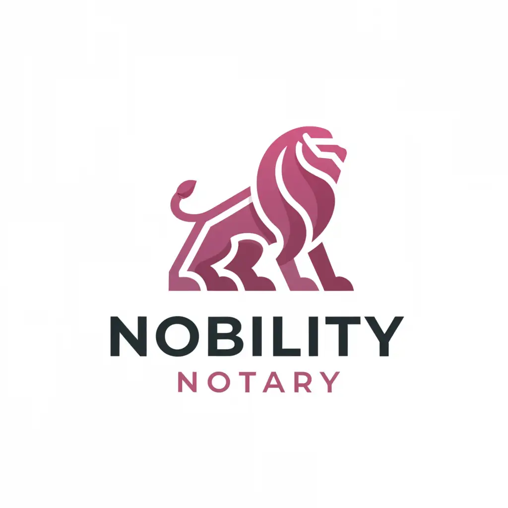 a logo design,with the text "Nobility Notary", main symbol:pink lion,Moderate,clear background