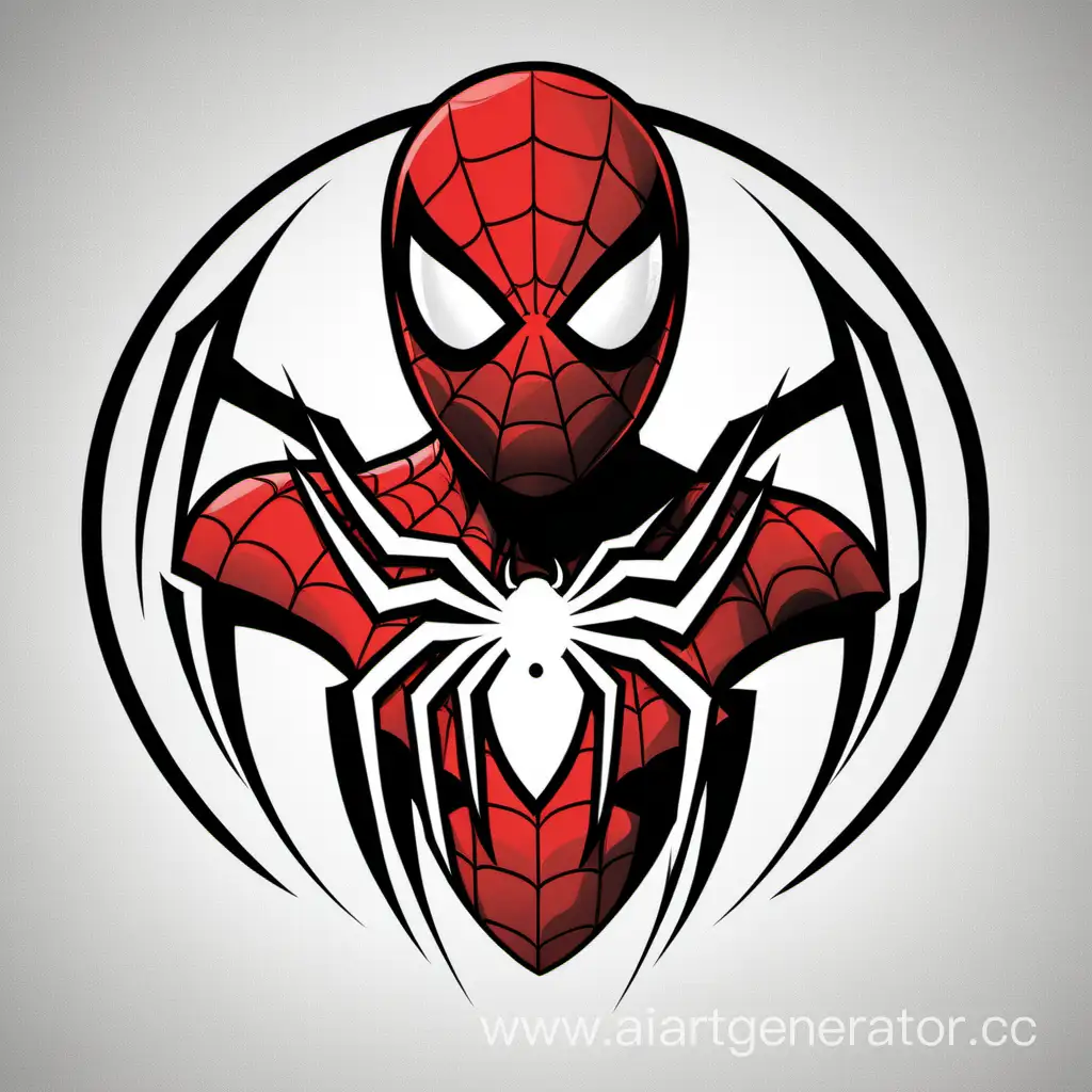 circlec spider man poster. ying yang shaped white and red spider man