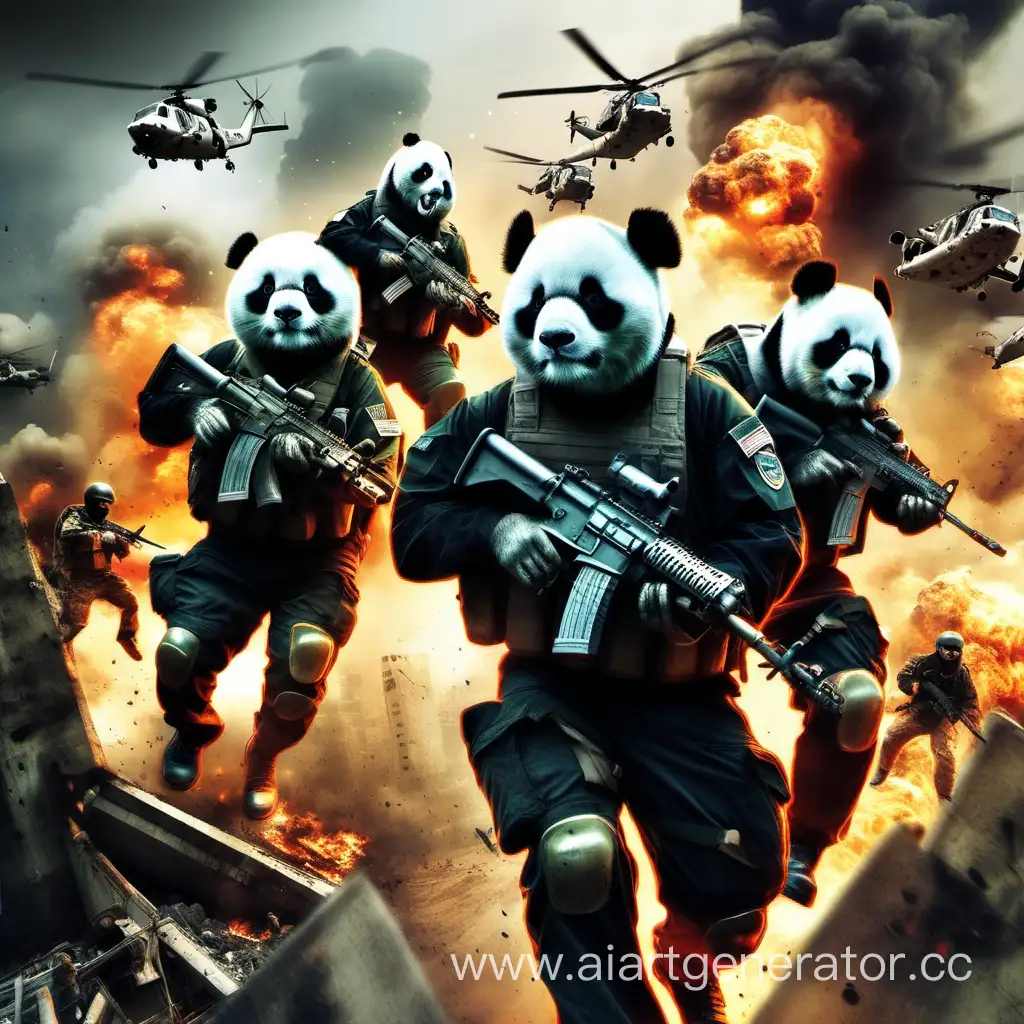 Special-Forces-Pandas-in-Action-Amid-Explosions