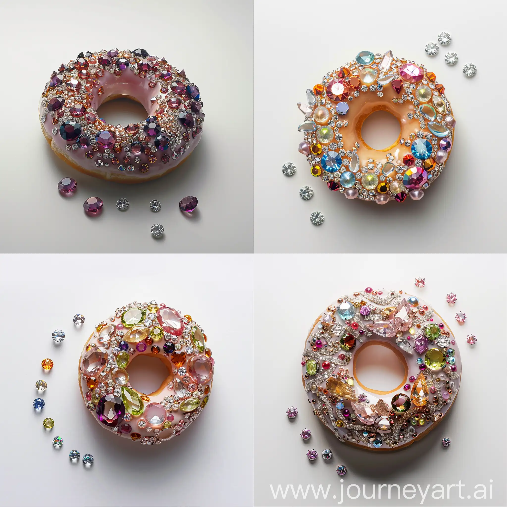 Luxurious-GemstoneAdorned-Donut-with-Diamonds-on-White-Background