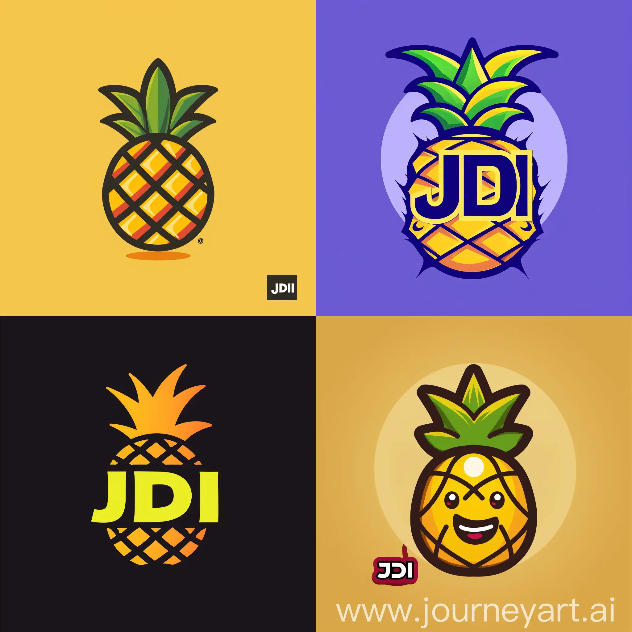 Logo for JDI company which is specialised on site developing, a mascot of this company is pineapple