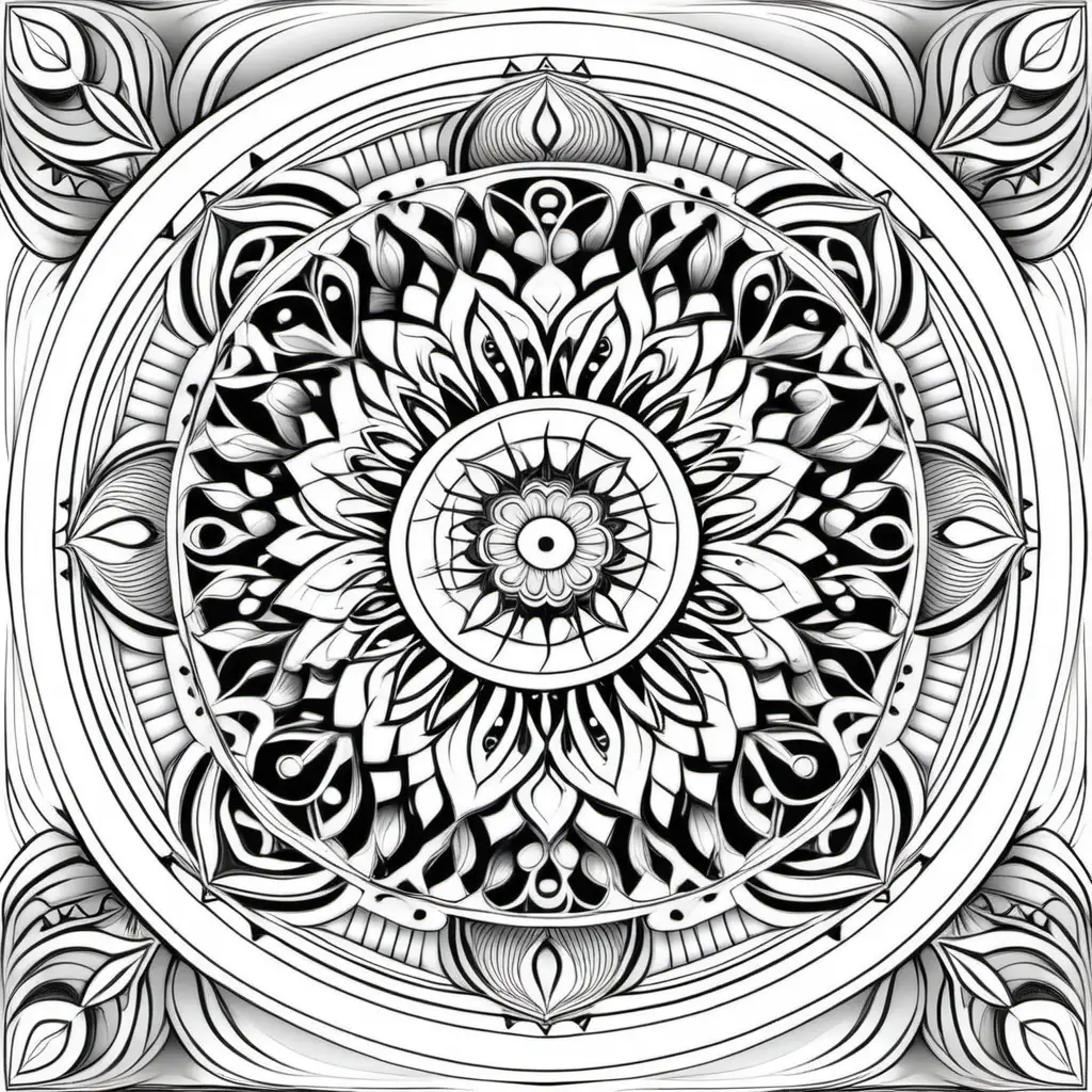 Intricate and Balanced Mandala Coloring Pattern for Your Book