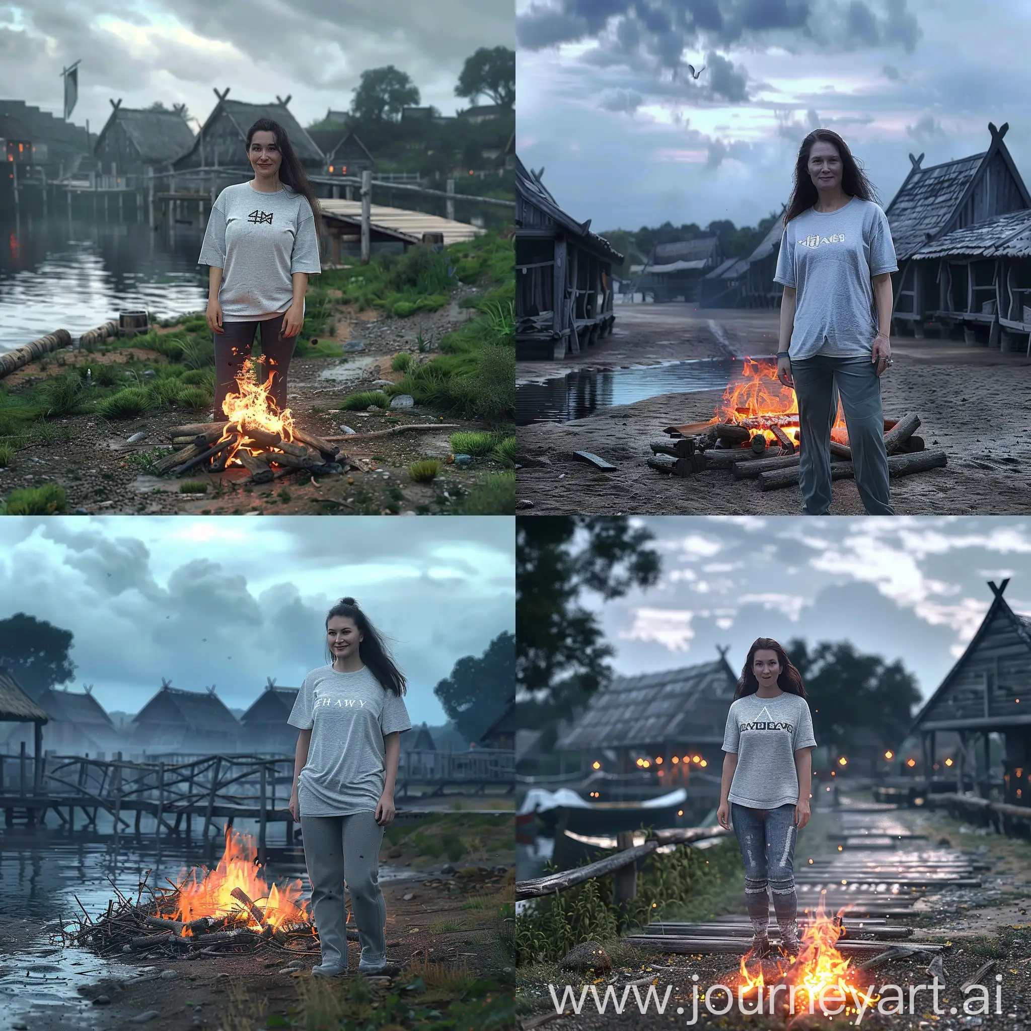 Viking-Village-at-Dusk-with-Fiery-Torches