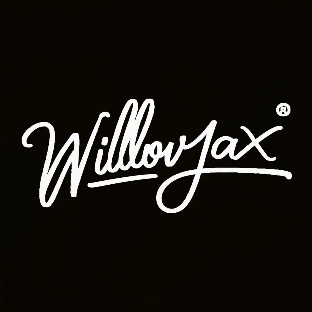 logo, black and white writing, with the text "WillowJax", typography
