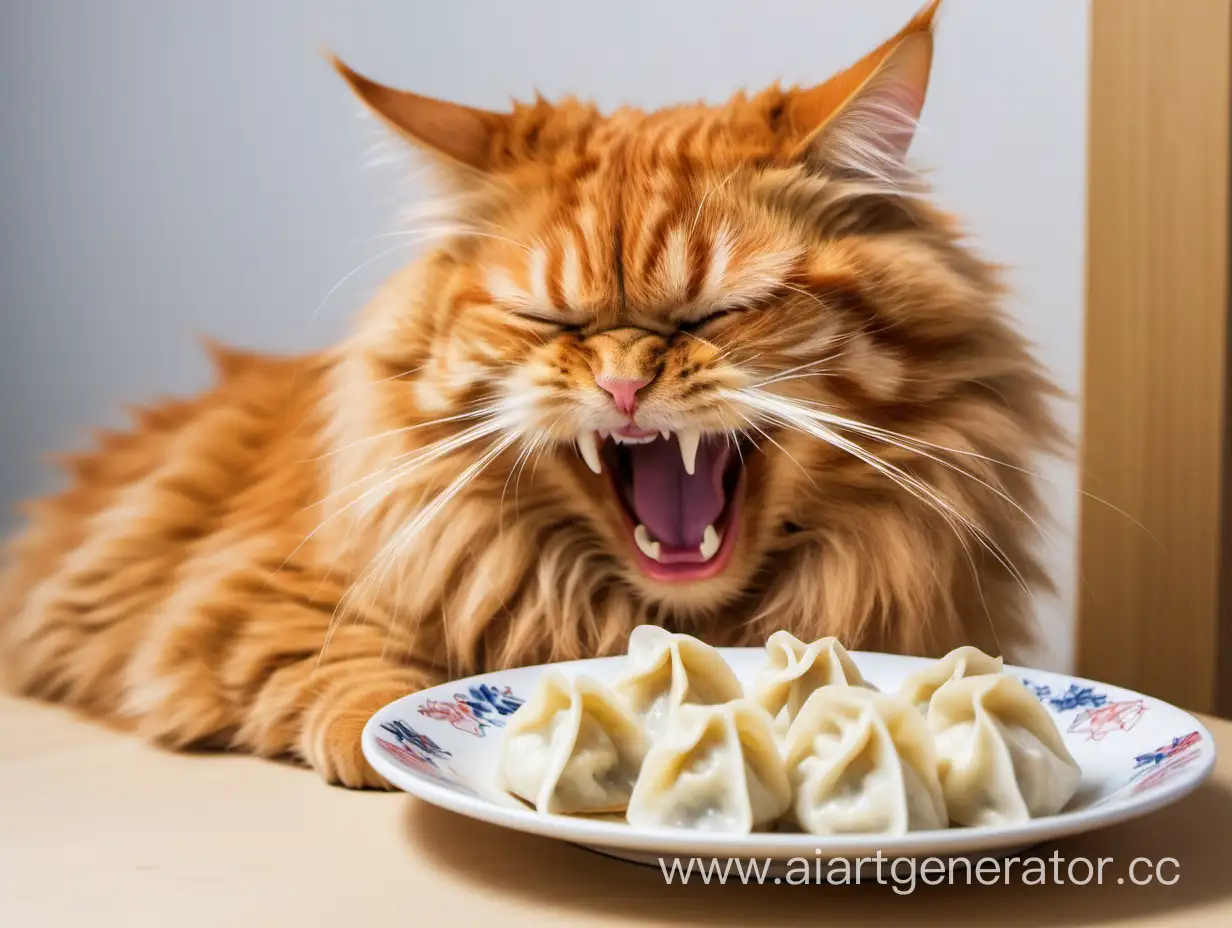 Adorable-Ginger-Cat-Indulging-in-Yawns-and-Dumplings