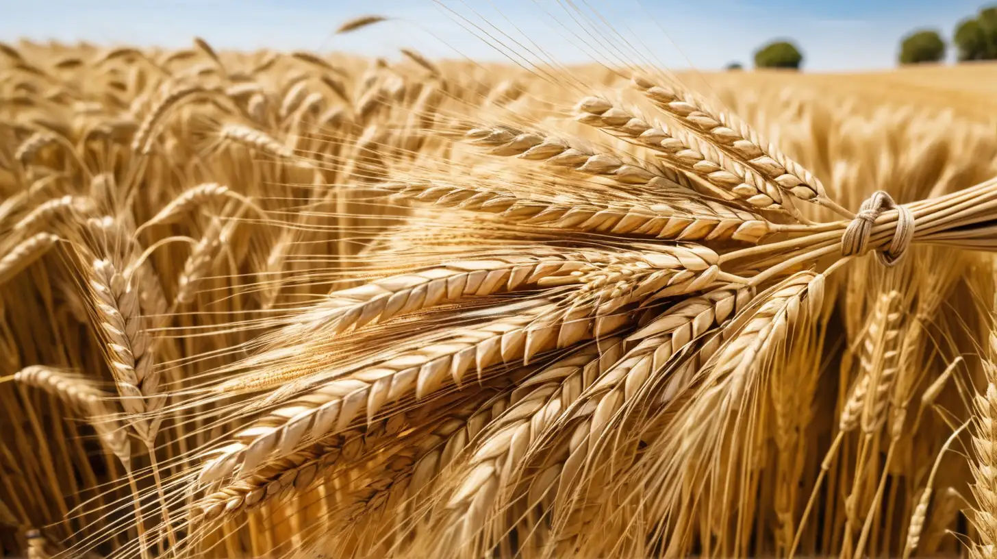 une gerbe de blé oubliée dans un champ lors de la moisson à l'époque biblique