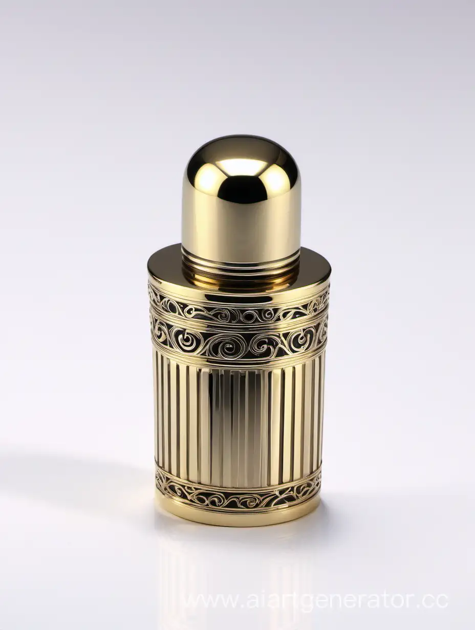Elegant-Zamac-Perfume-Bottle-with-Decorative-Ornamental-Long-Cap-and-Lines-Metallizing-Finish