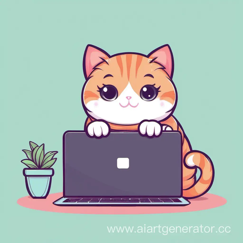 cute cat with a laptop