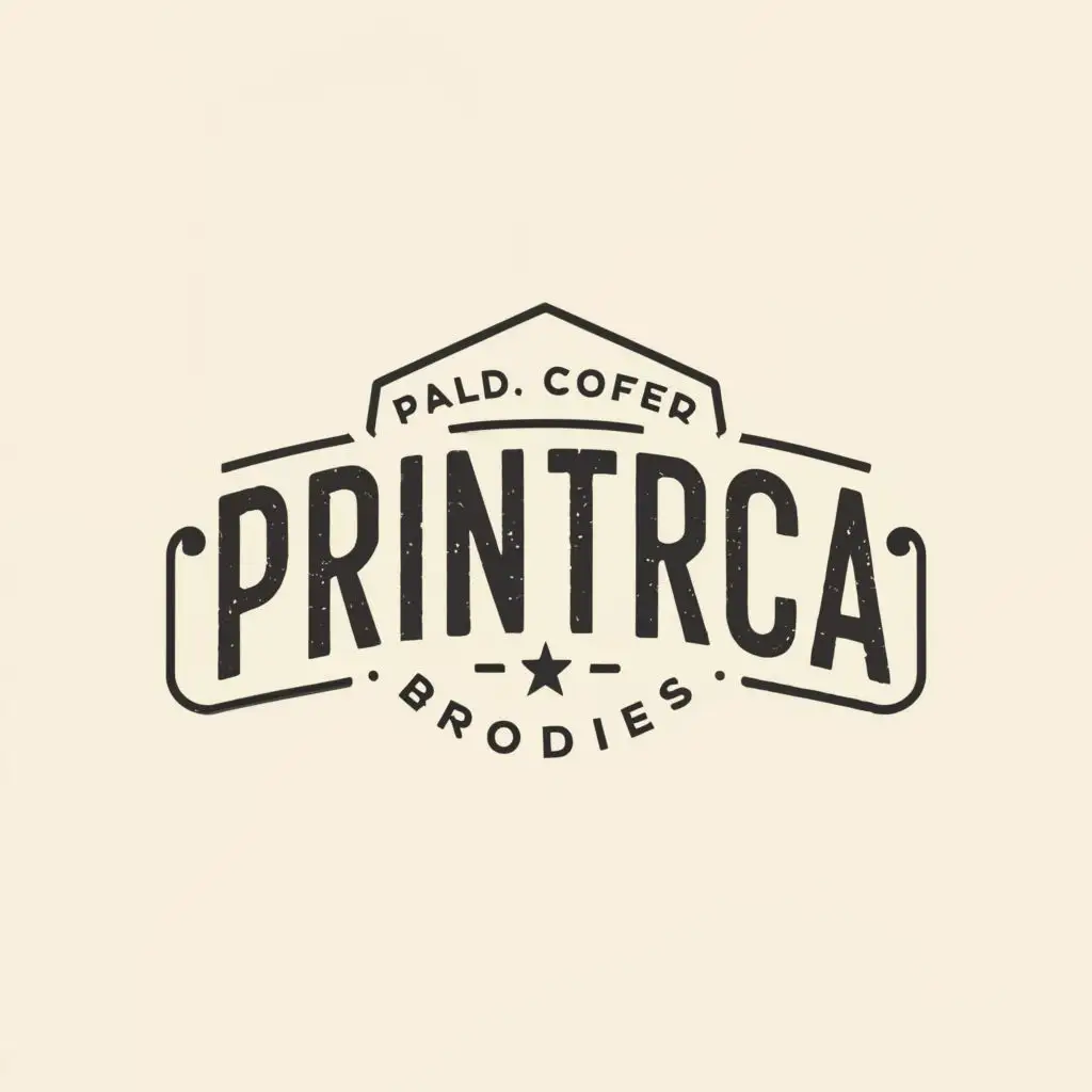 logo, brand,Clothes, with the text "printrica", typography