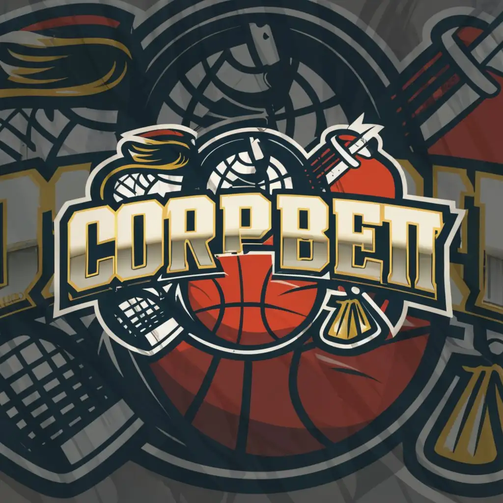 a logo design,with the text 'CORPBET', main symbol:Sport, NBA, MLB, NHL,complex,clear background, business