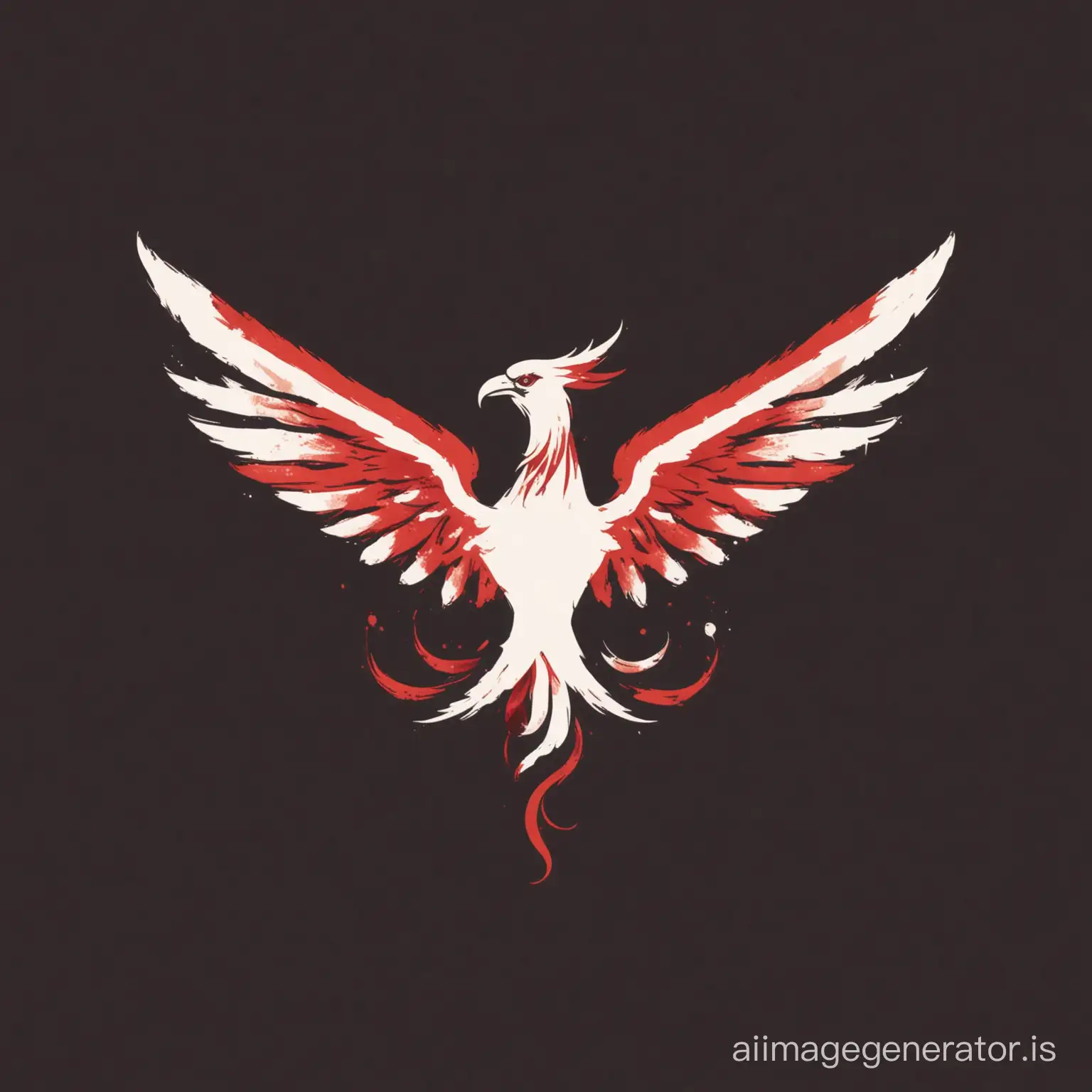 logo,minimalistic, red and white phoenix, P and D