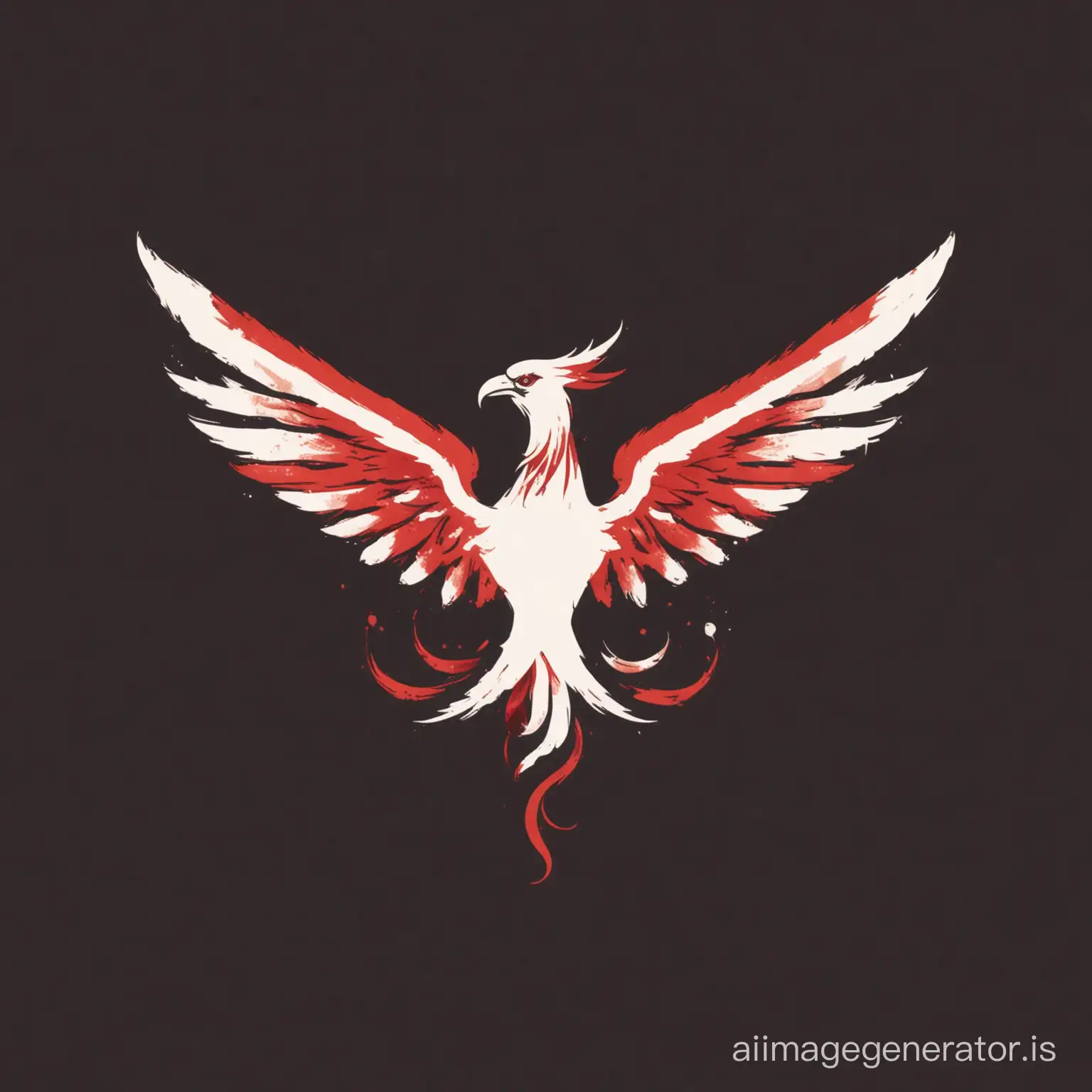 logo,minimalistic, red and white phoenix, P and D
