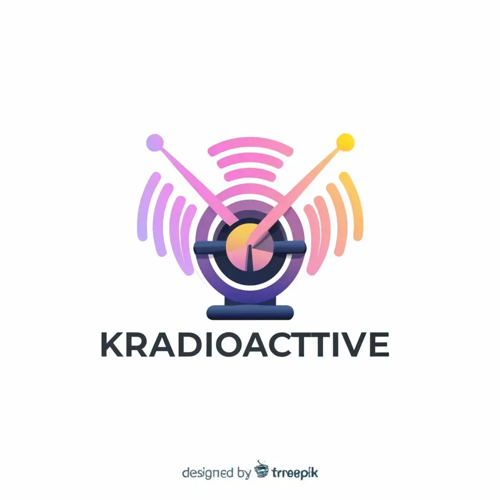 a logo design,with the text "kRadioActive", main symbol:Radio Station,Moderate,be used in Entertainment industry,clear background