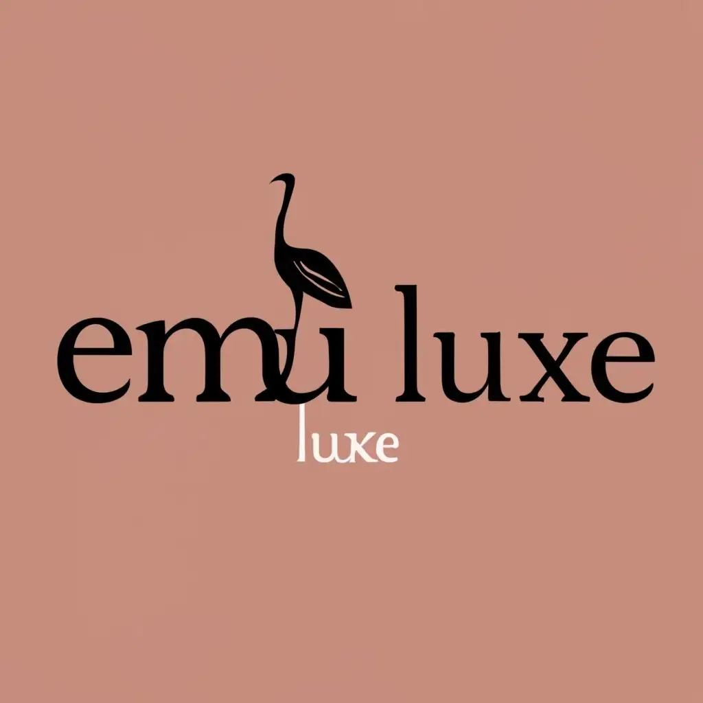 logo, Emu Bird smaller than logo name,plz font colour red or gold, and background with pastel colours, with the text "Emu Luxe", typography, be used in Religious industry