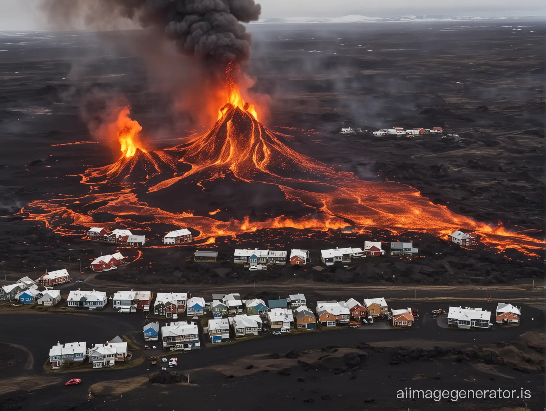 Village engulfed by lava in Iceland