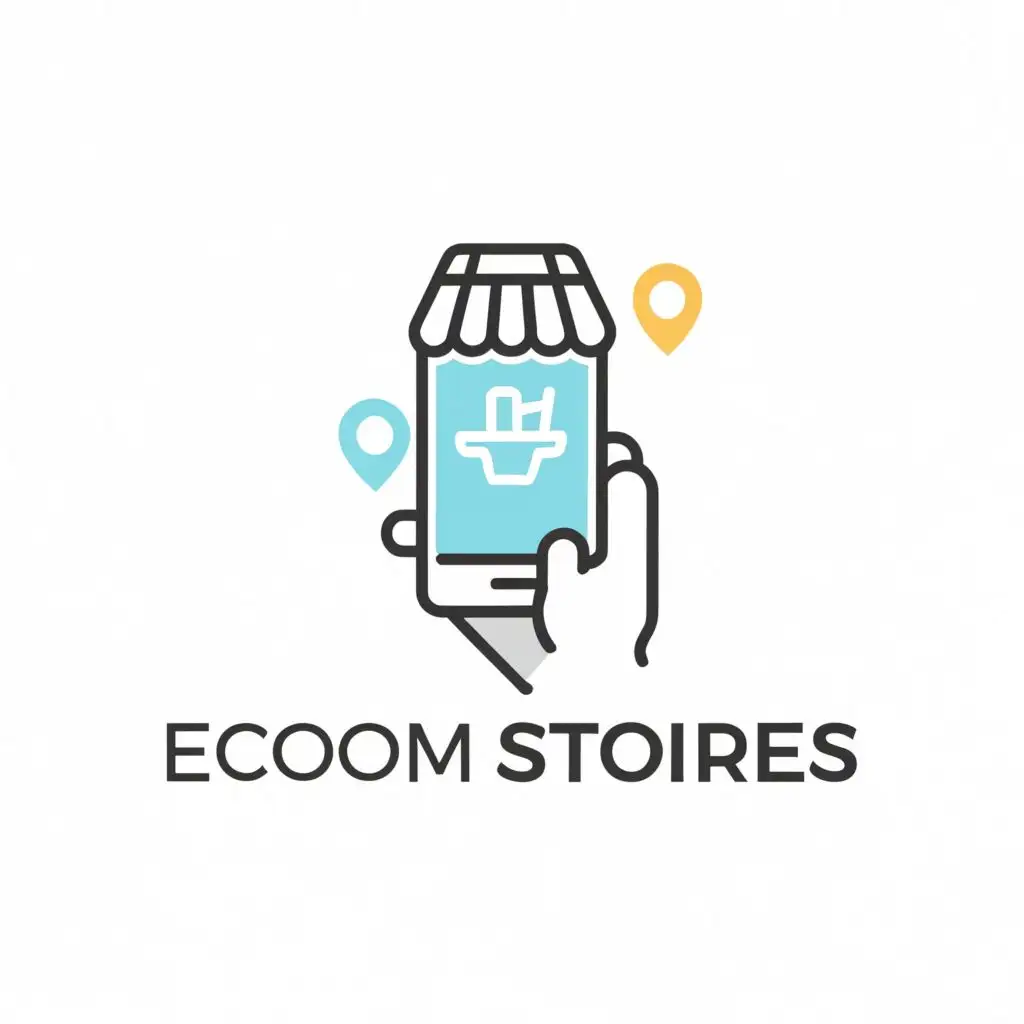 a logo design,with the text "ecom stores", main symbol:shopping phone,complex,clear background