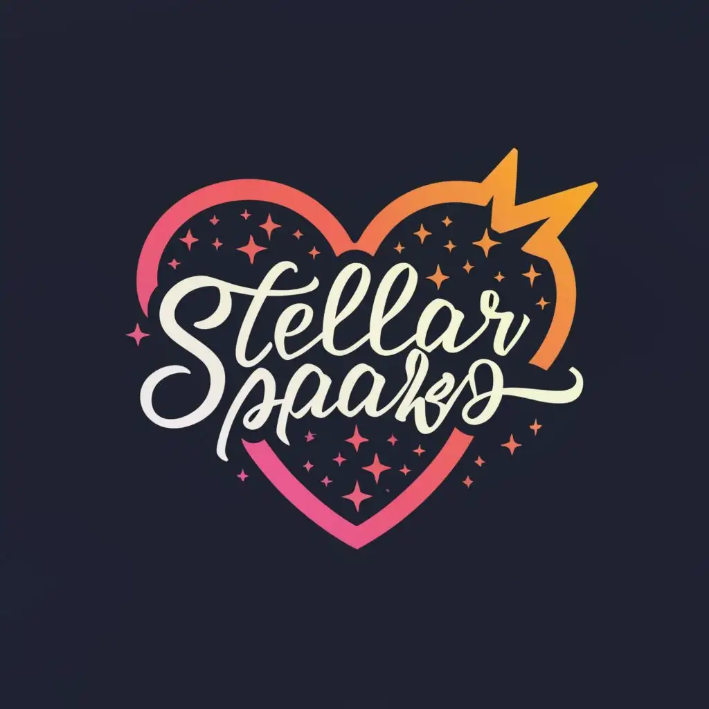 logo, a heart, with the text "stellar sparks", typography, be used in Entertainment industry