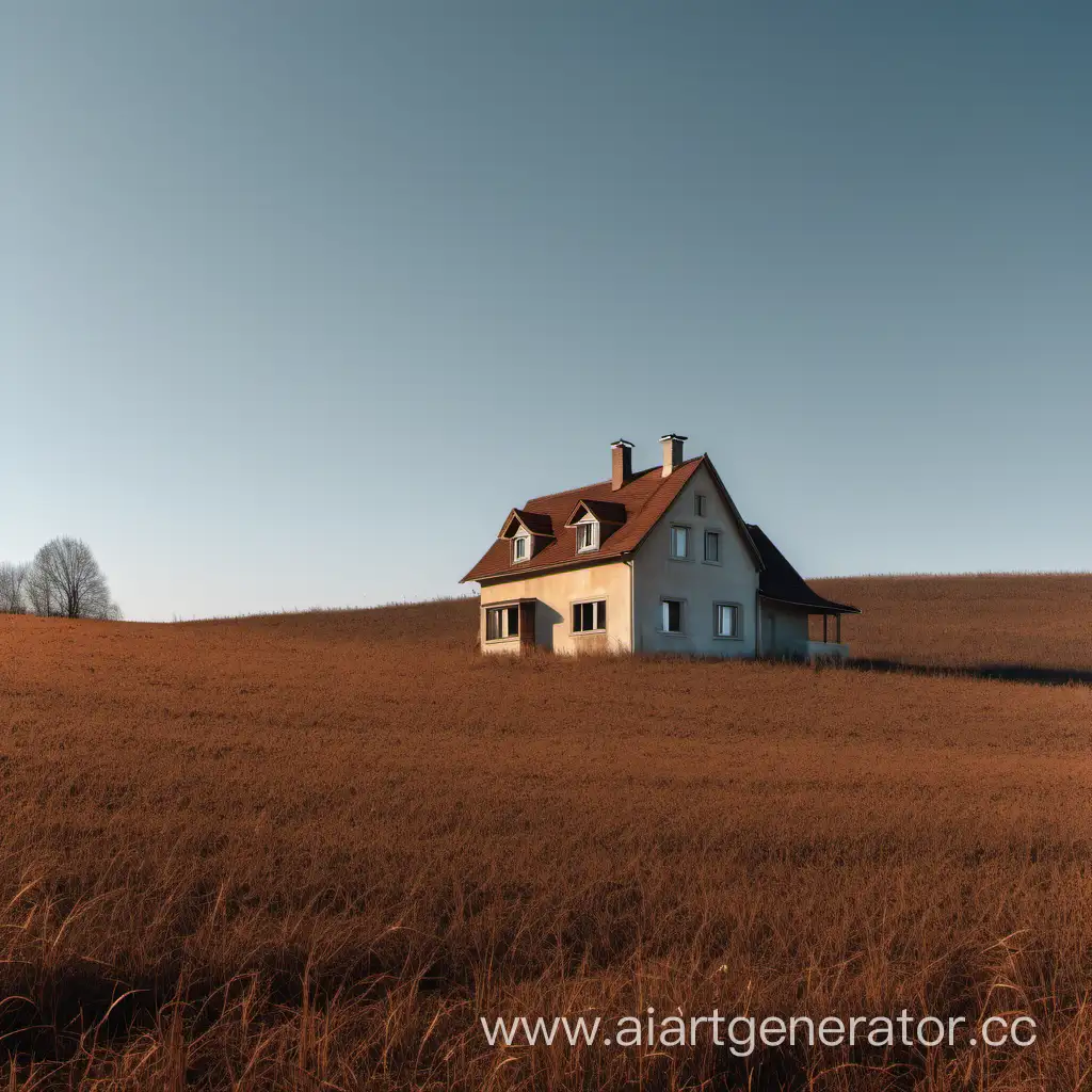 Dreamlike-Autumn-House-in-a-Clear-Sky-Field