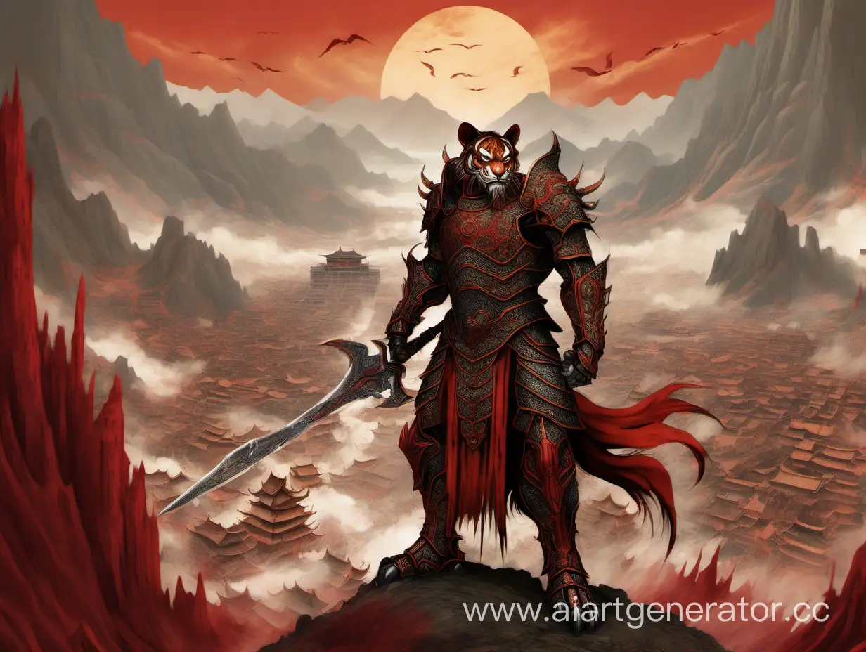 Majestic-Weretiger-in-Armored-Splendor-amidst-Khorne-Valley-Chinese-Art-Style