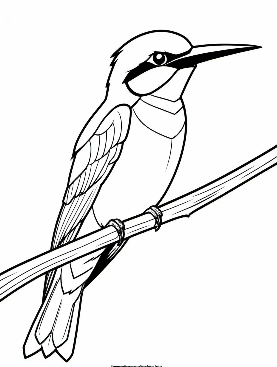 EUROPEAN BEE EATER, Coloring Page, black and white, line art, white background, Simplicity, Ample White Space. The background of the coloring page is plain white to make it easy for young children to color within the lines. The outlines of all the subjects are easy to distinguish, making it simple for kids to color without too much difficulty