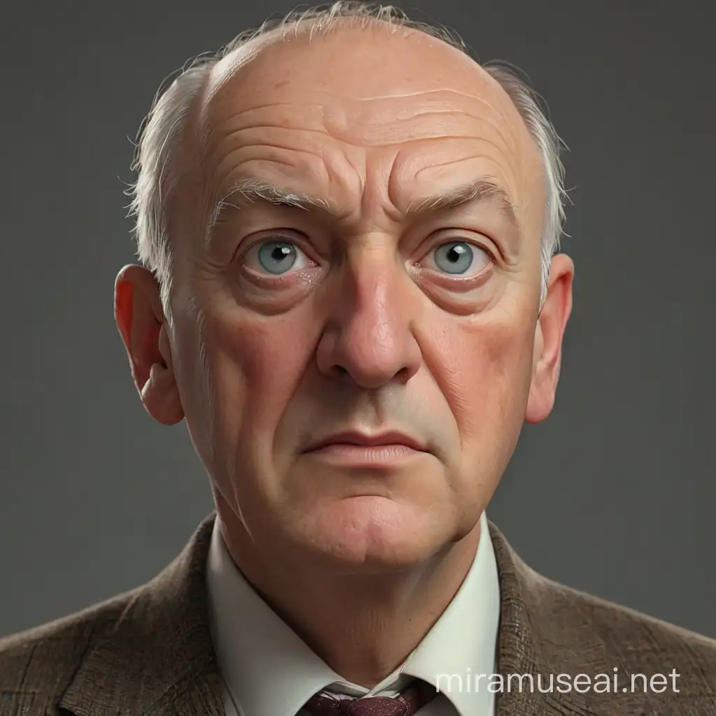 Vladimir Nabokov Portrait in Realism Style 3D Animation without Background