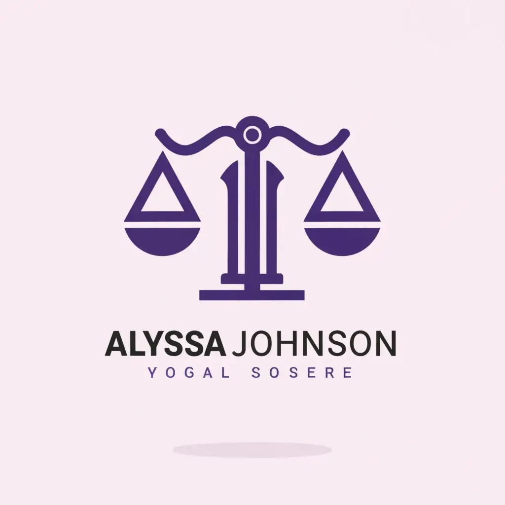 a logo design,with the text "Alyssa Johnson", main symbol:purple legal scales,Moderate,clear background