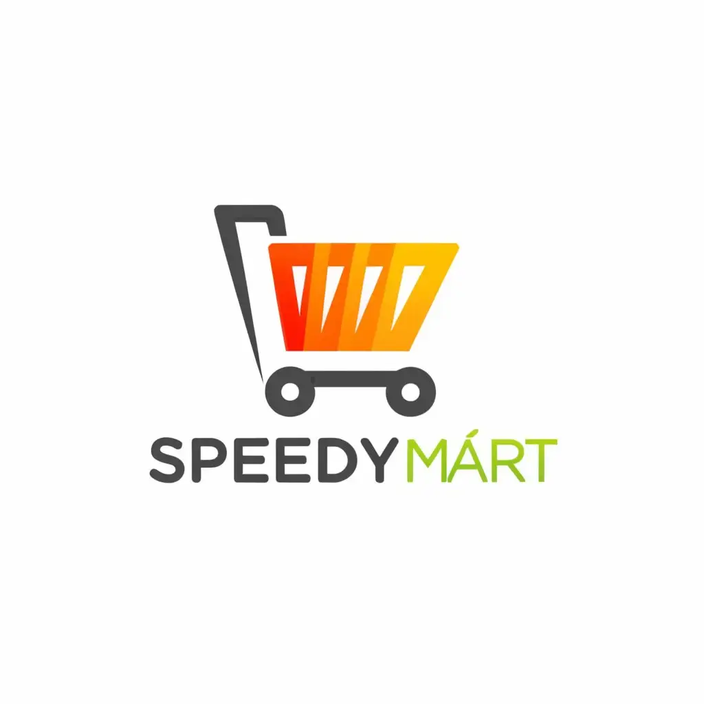 a logo design,with the text "Speedy mart", main symbol:shopping cart or shopping bag,Moderate,clear background