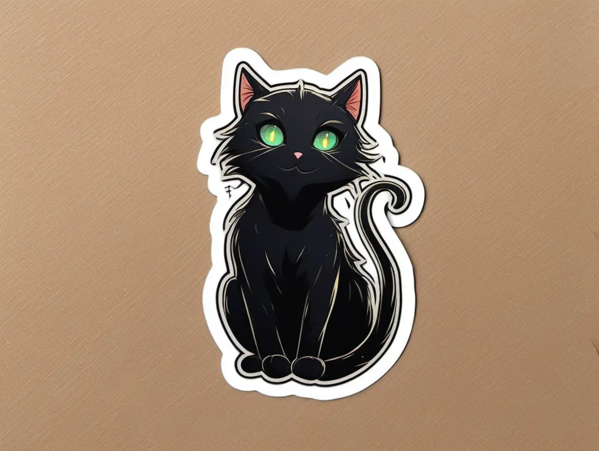 Adorable Black Cat Sticker Charming Feline Decal for Cat Lovers