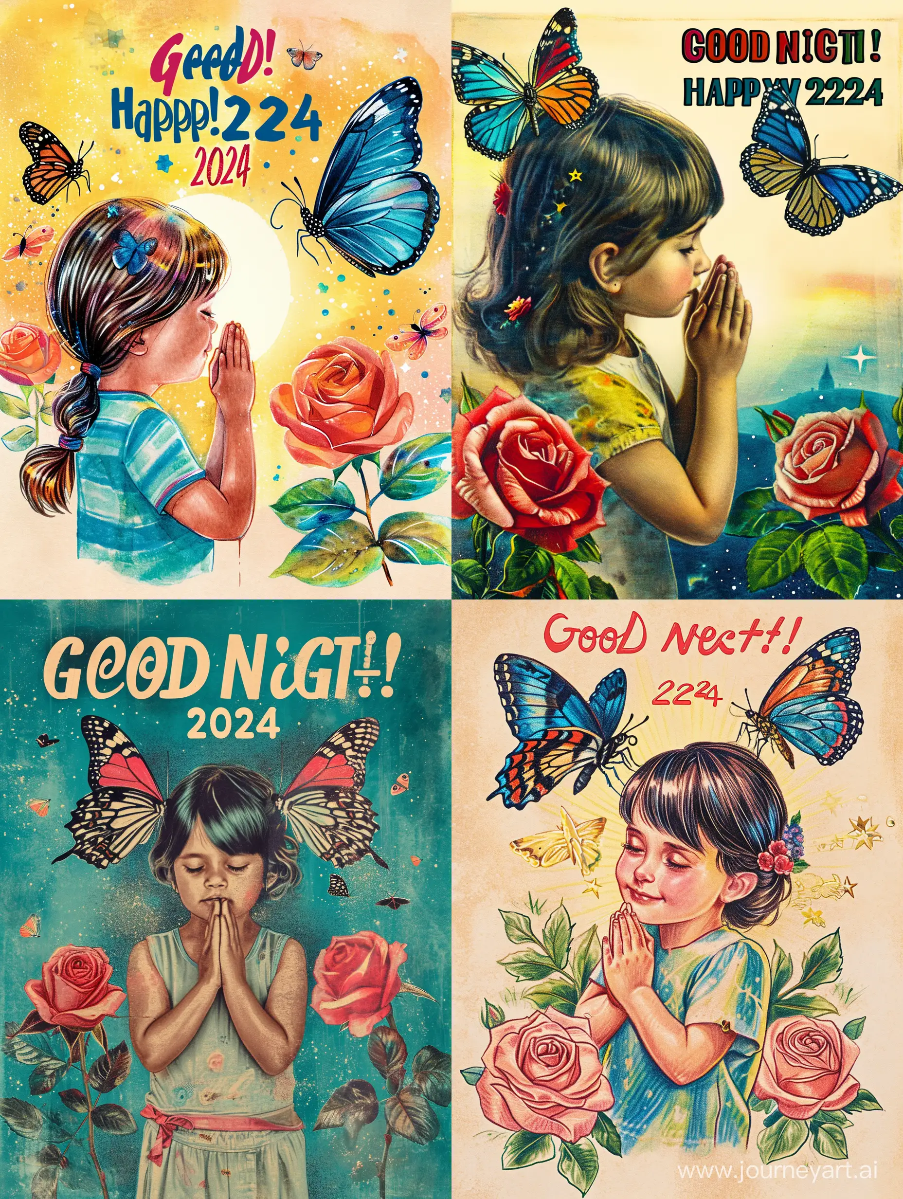 Heartwarming-Goodnight-Scene-Child-Praying-with-Butterflies-and-Roses-in-2024