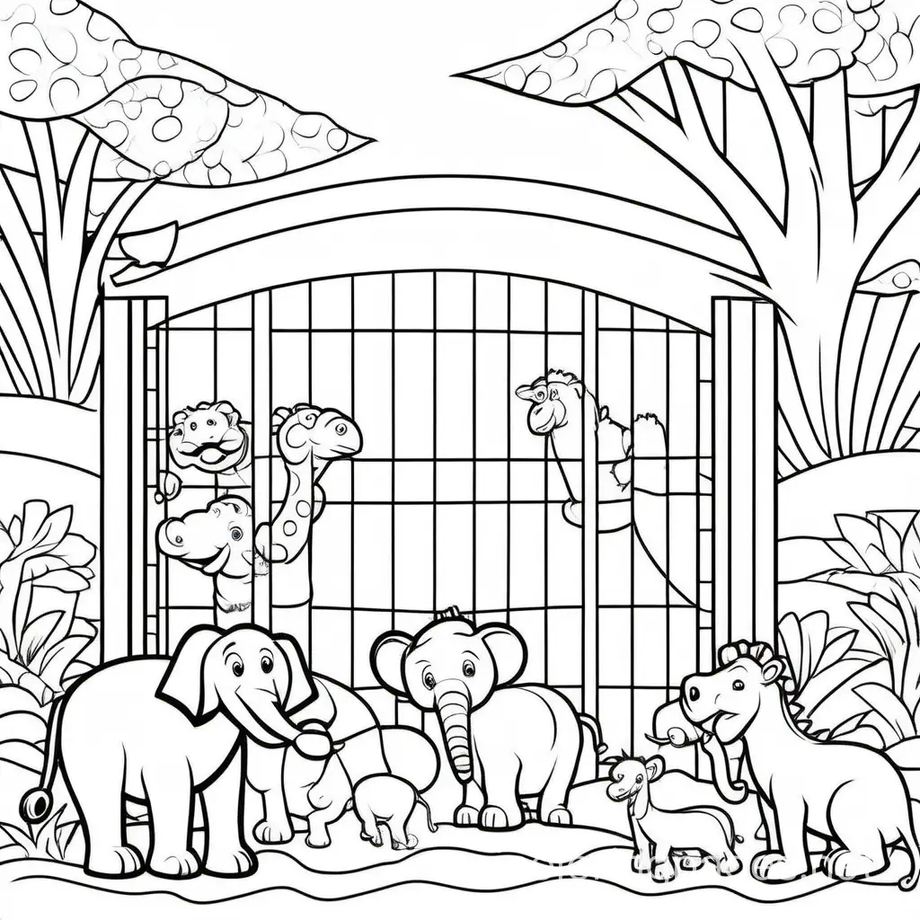 Simple-Zoo-Coloring-Page-Black-and-White-Line-Art-for-Kids