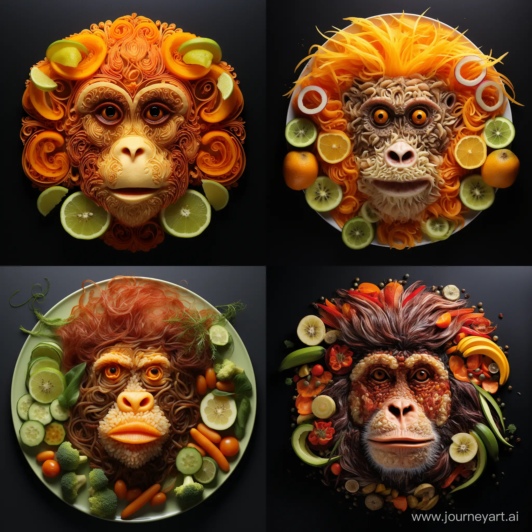 Playful-Monkey-Creating-Intricate-Food-Art-Masterpiece