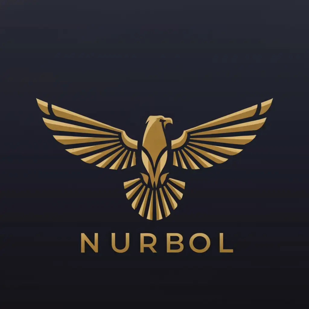 a logo design,with the text "NURBOL", main symbol:Golden Eagle,Moderate,clear background