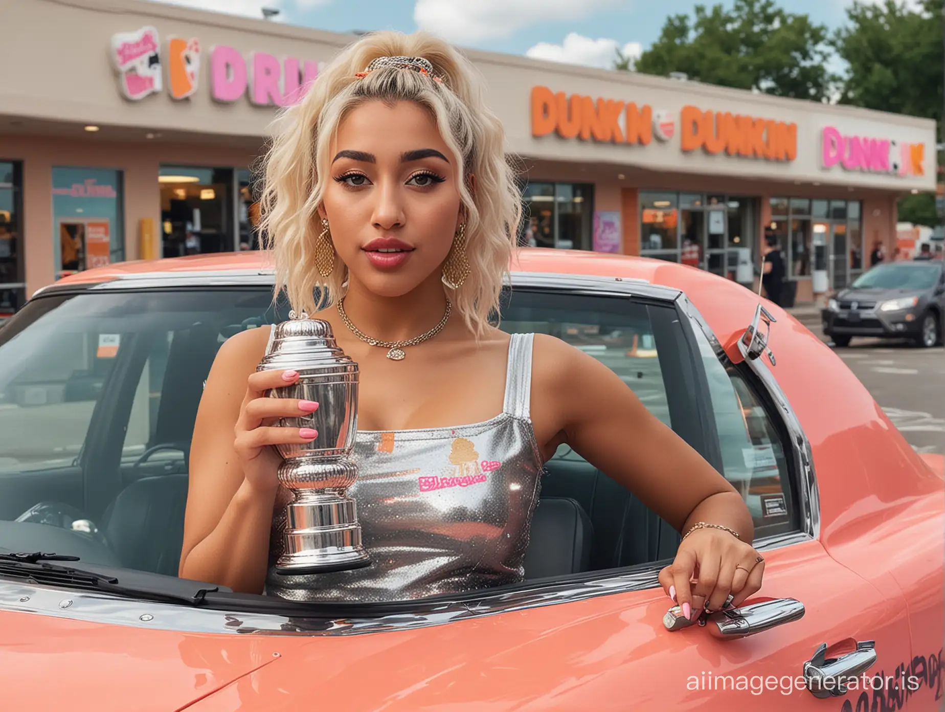 Ultra Realistic Kali Uchis Enjoying DriveThru Coffee with Stanley Cup ...