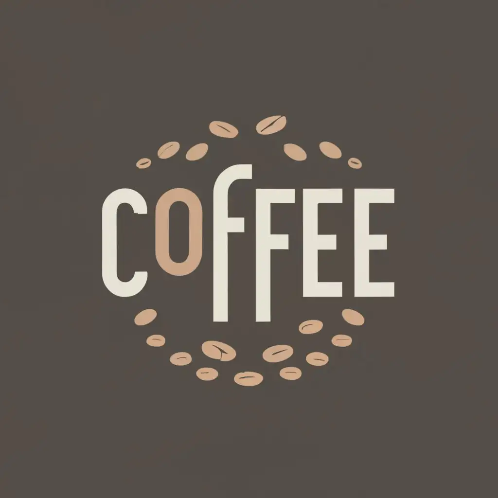 logo, coffee bean, coffe-cup, coffee machine, with the text "coffee", typography