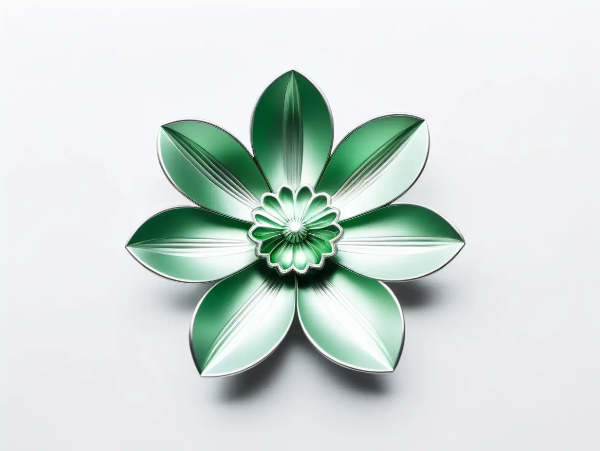 Elegant Light Green Metal Flower on White Background