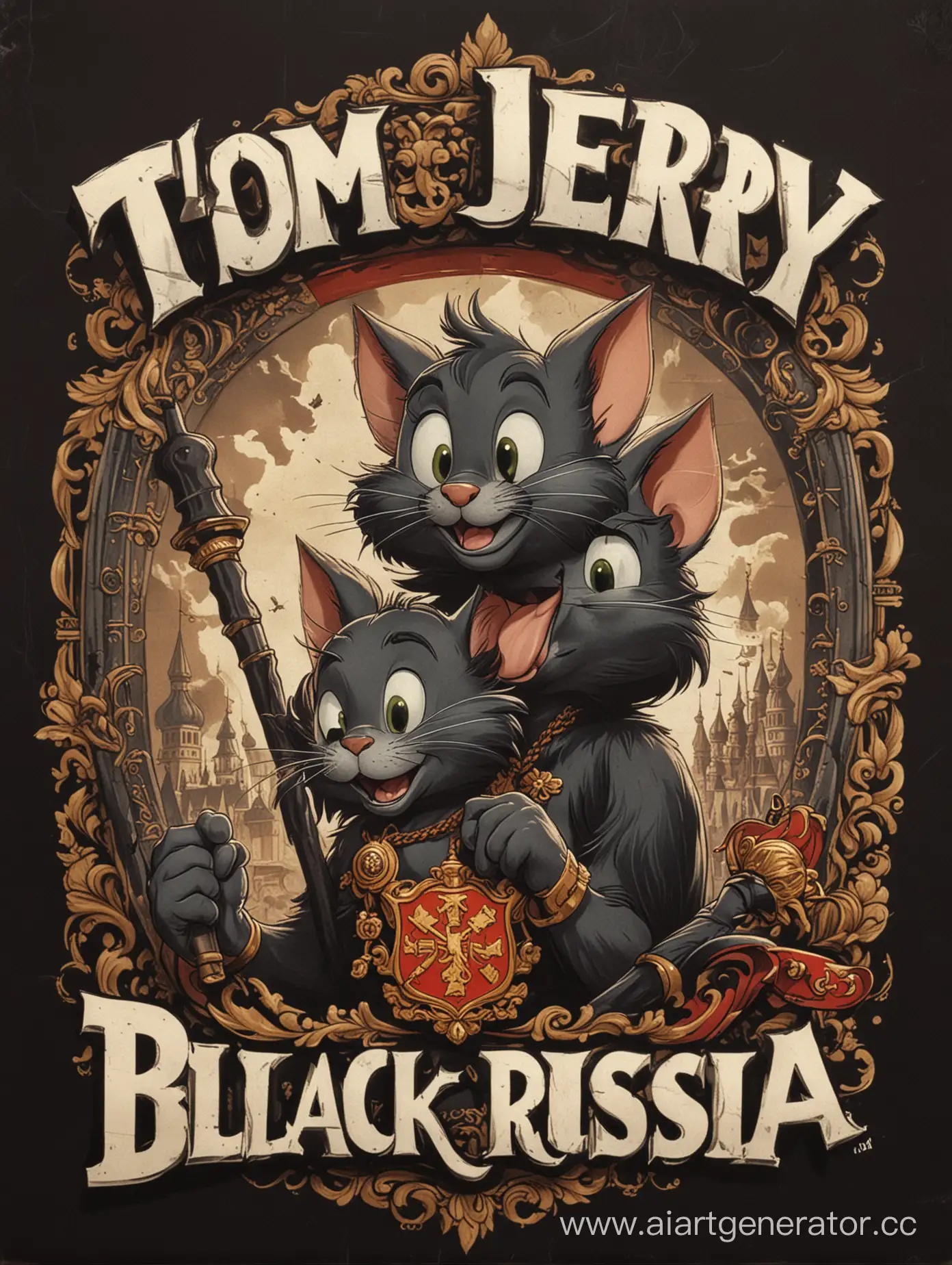 Том и Джерри, с логотипом блек раша, с надписью Cartoon Dynasty