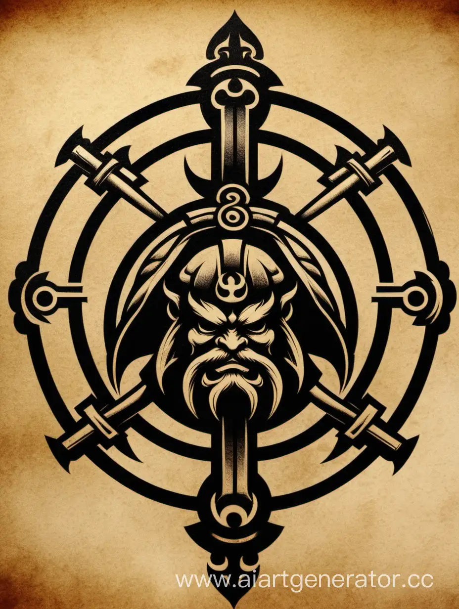imperial symbol emblem scroll fighter warrior 6 hands