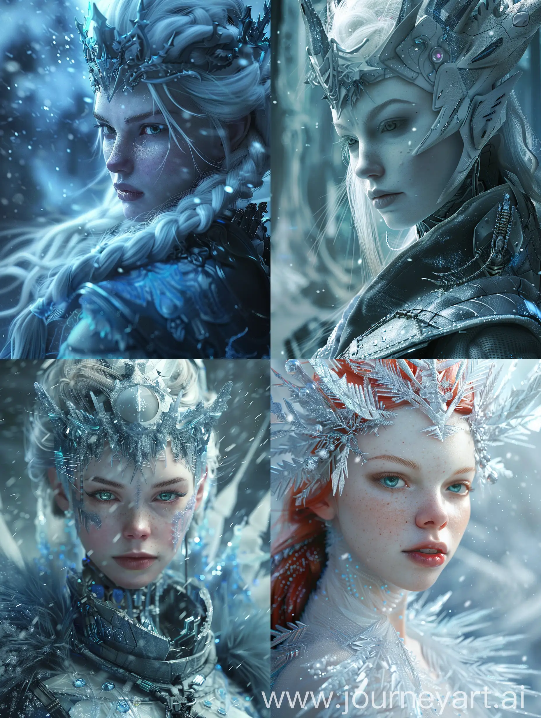 Frozen queen, fantasy, sci-fi, ultra quality, ultra detailed, realistic photo.