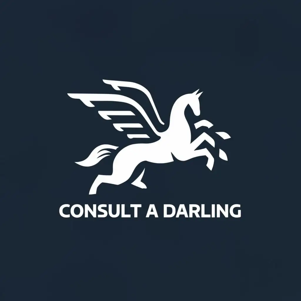 a logo design,with the text "consult a darling", main symbol:pegasus,Moderate,be used in Technology industry,clear background