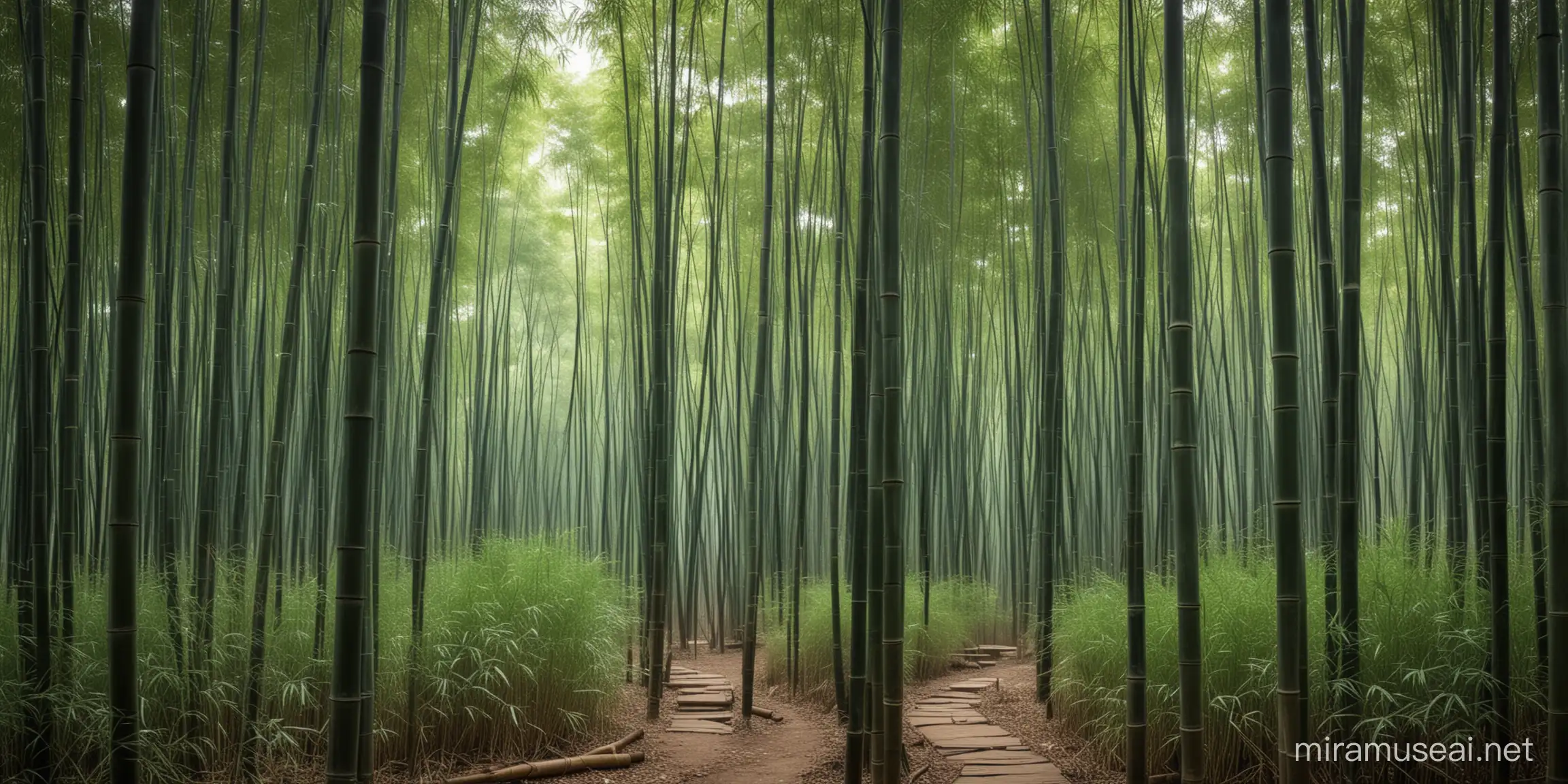 Tranquil Bamboo Forest Landscape in Chinese Style