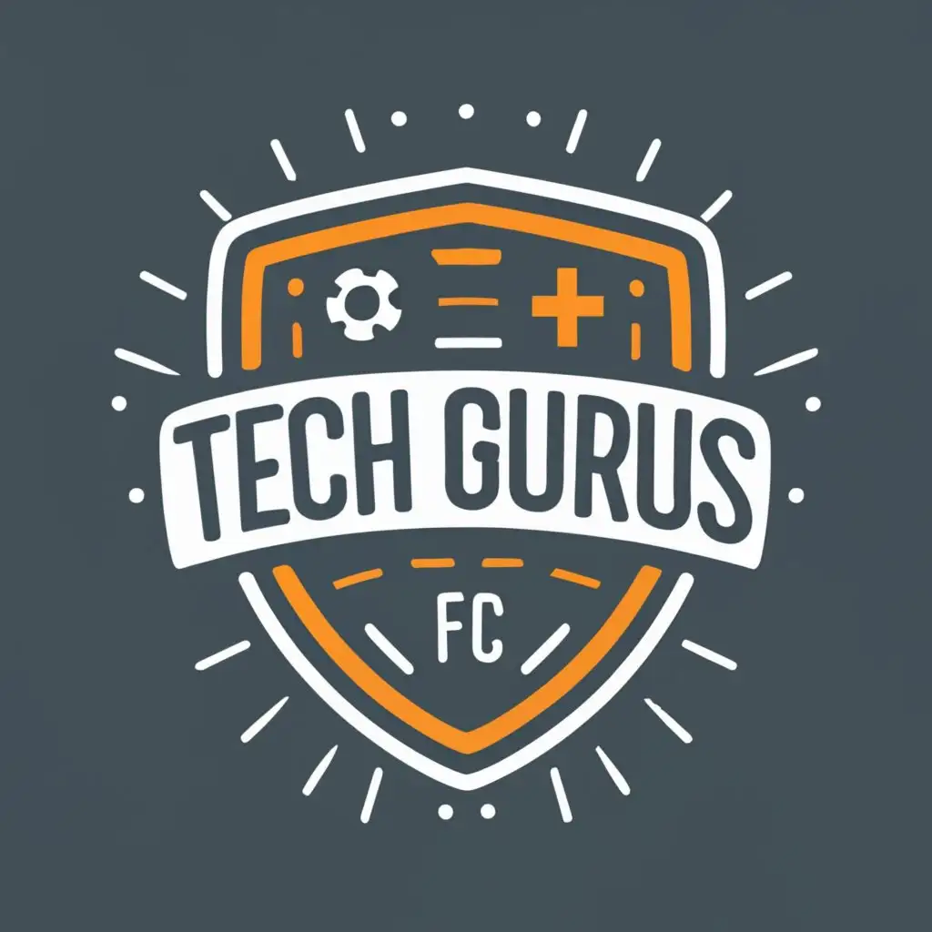 logo, TECHNOLOGY, with the text "TECH GURUS FC", typography, be used in Sports Fitness industry