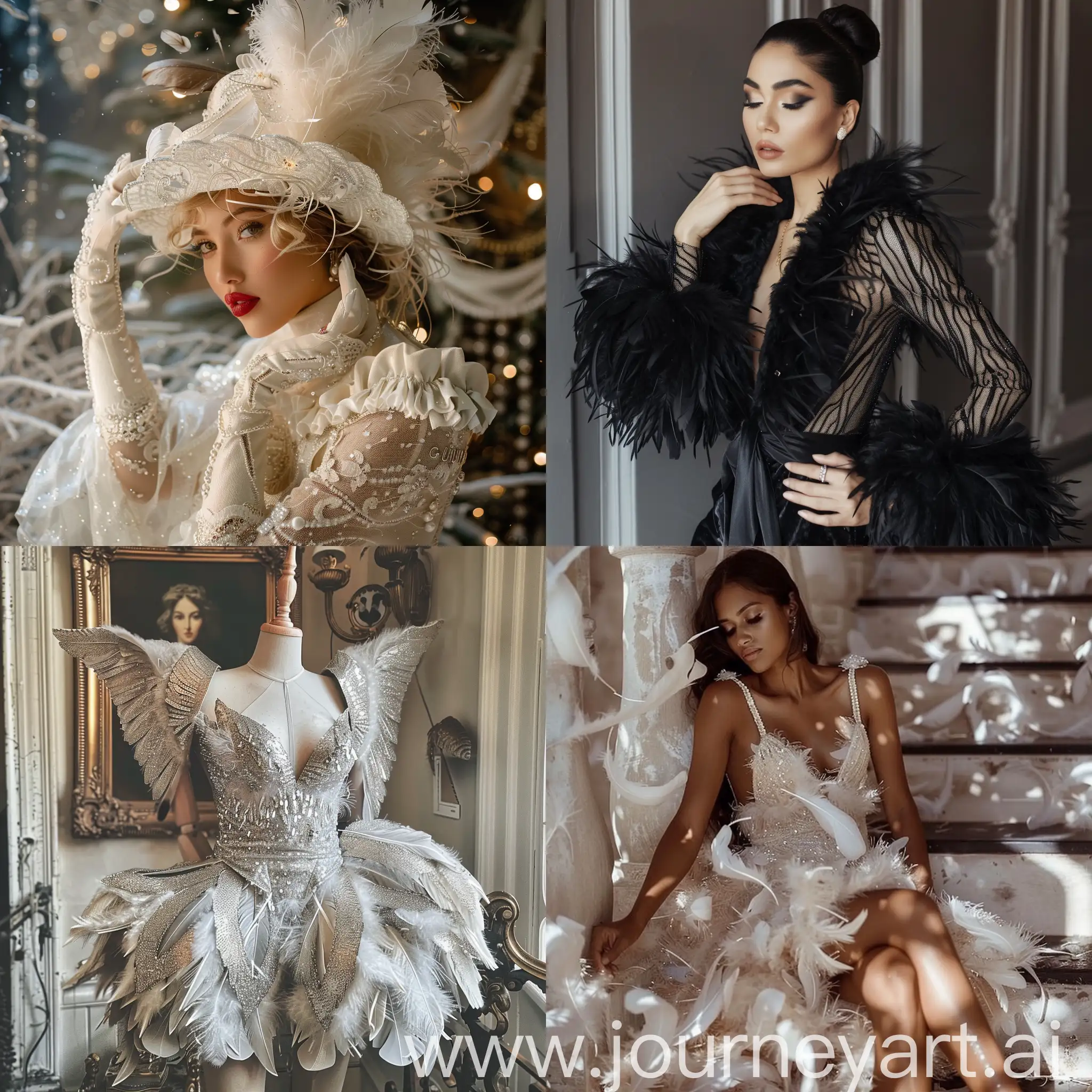 Glouria-Swan-Feathers-Fashion-Elegant-Clothing-Brand-Display