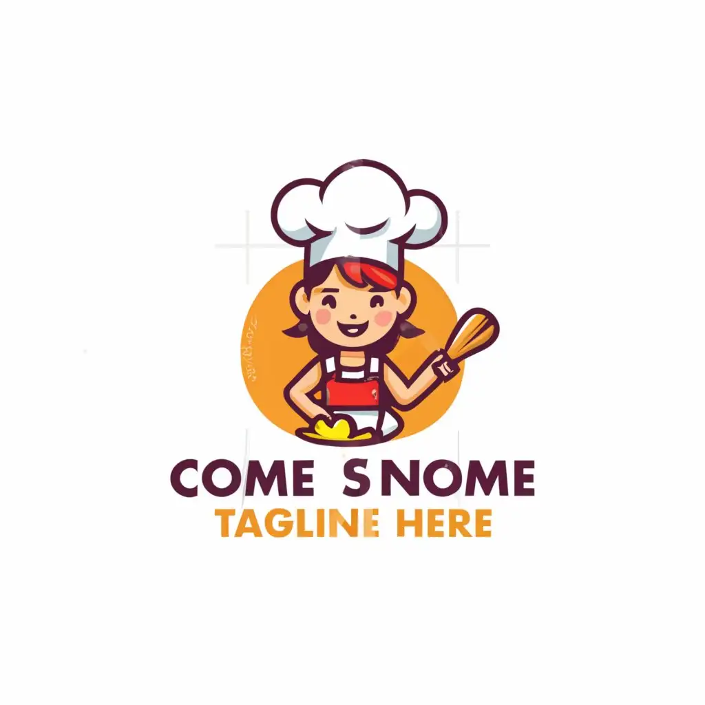 LOGO-Design-for-Culinary-Cuties-Playful-Chef-Girl-with-Cartoon-Chef-Hat-and-Clear-Background