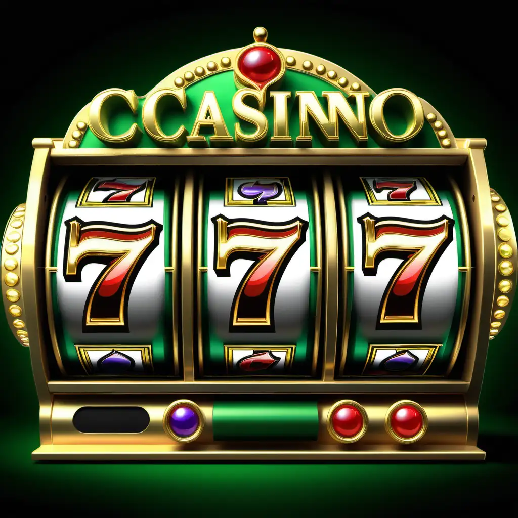 Luxury Casino Slot Machine with Green Gold and White Theme