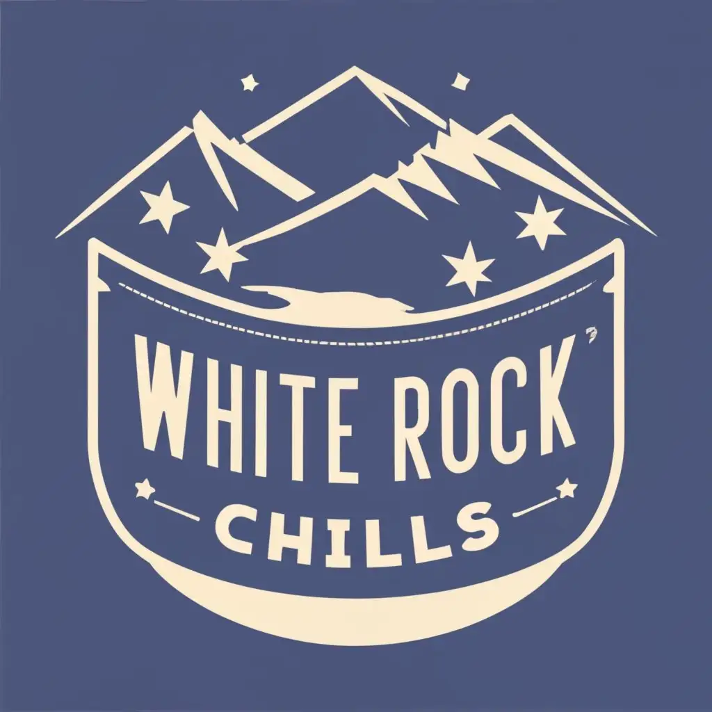 logo, white rock, with the text "white rock chills", typography