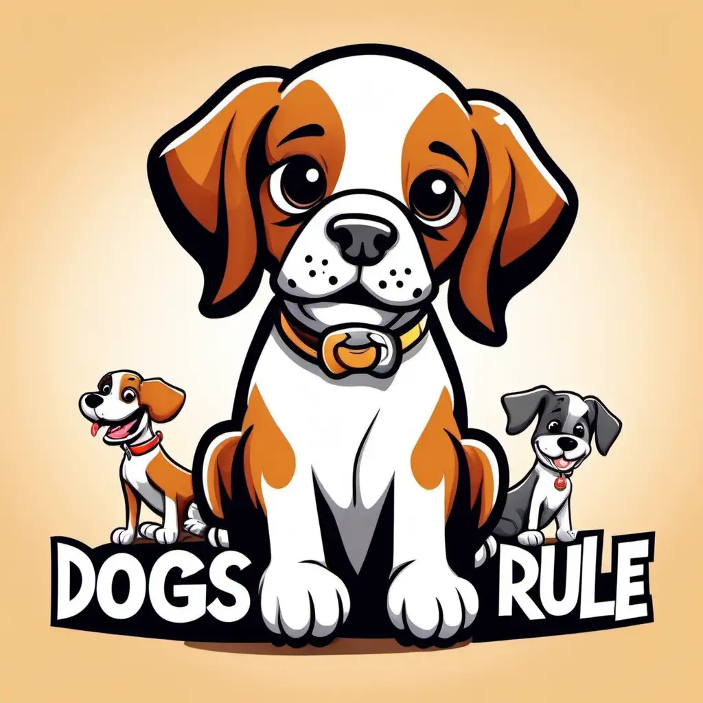 Joyful Cartoon Dogs with a Playful Puppy Fun Animal Illustration