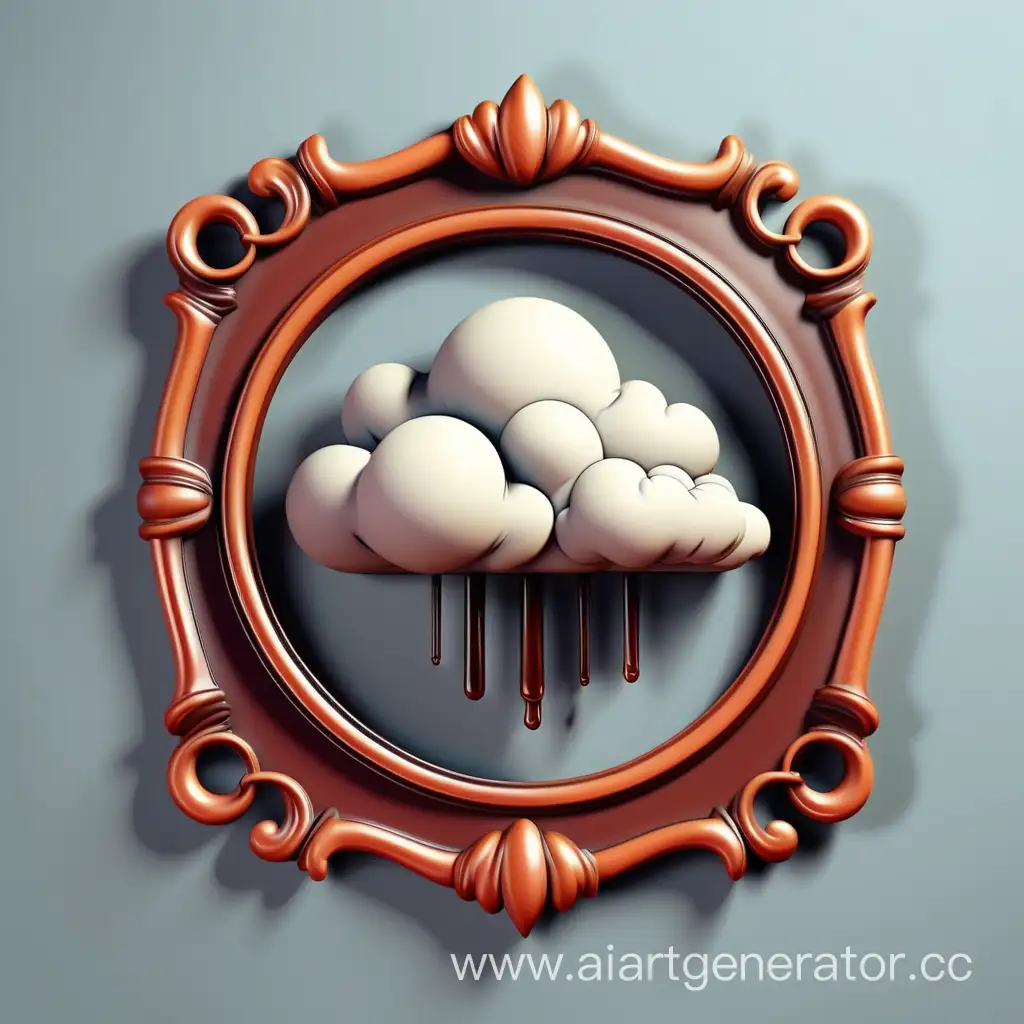 simple logo of 3D vintage frame. mad of cloud oil.