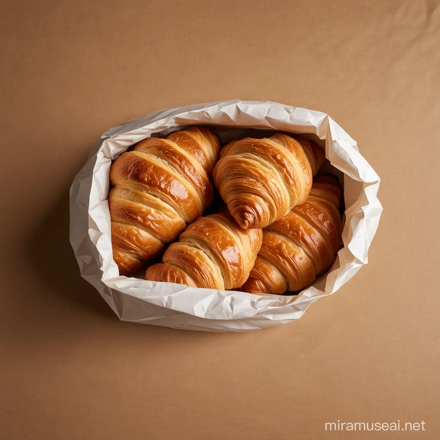 Freshly Baked Croissants in a Craft Paper Bag