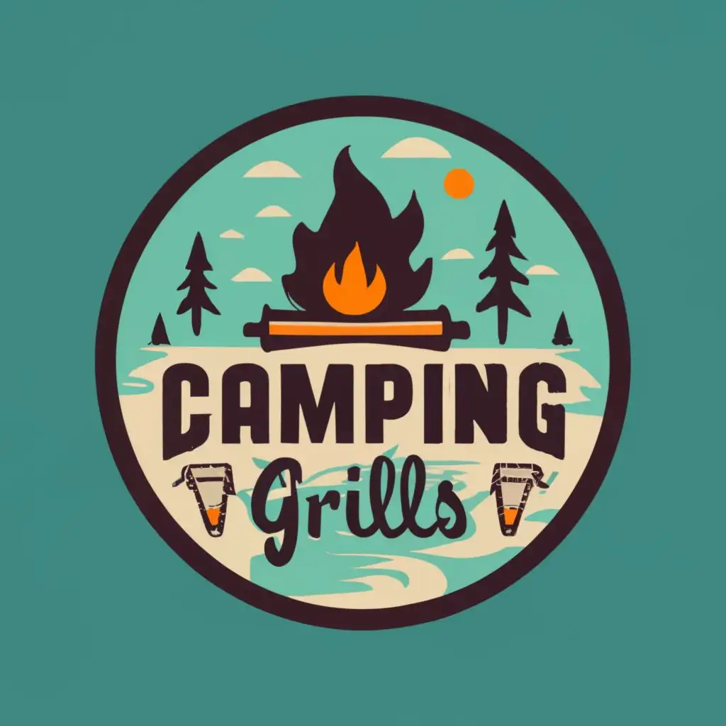 logo, adventure, with the text "camping grills", typography, be used in Travel industry