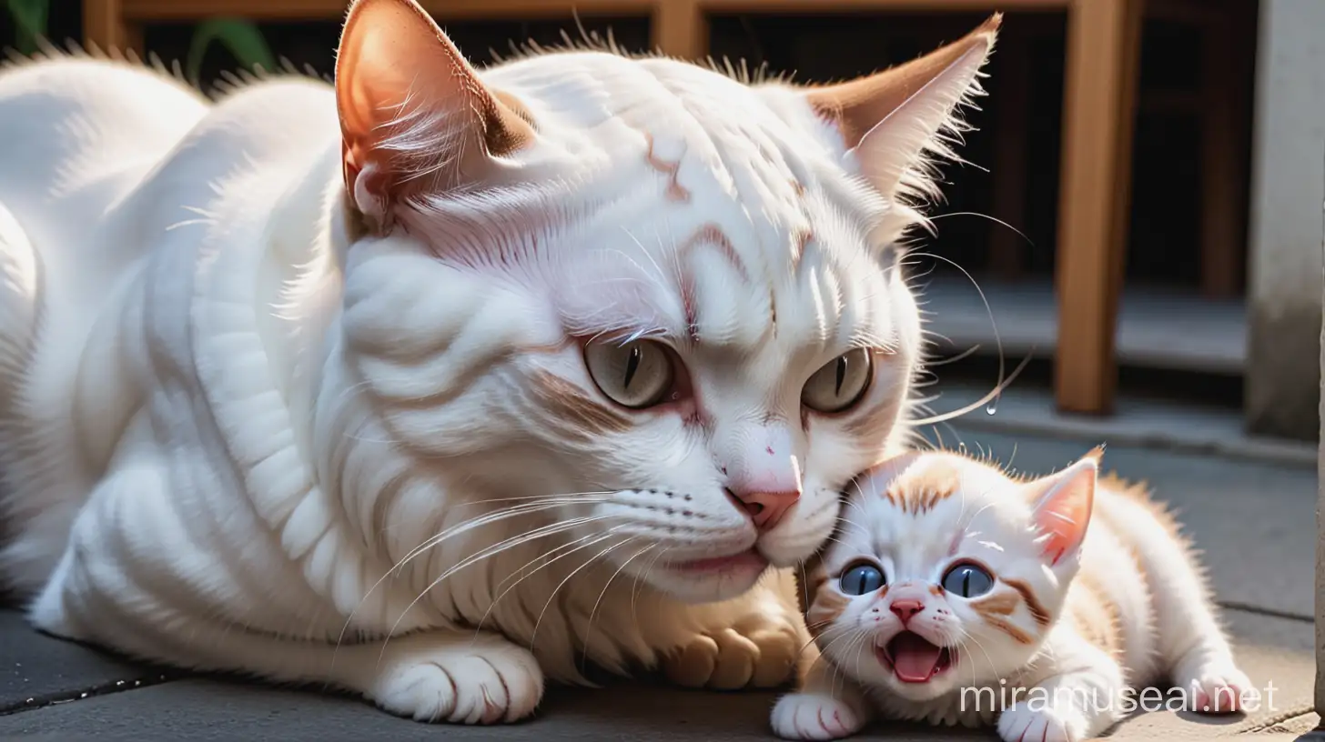 The crying cat lost its mother